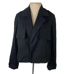 NEW CHICOS black Open front Cropped Trench Jacket structured minimalist size 1 M