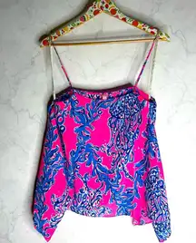 Lilly Pulitzer pink tropical print silk tank
