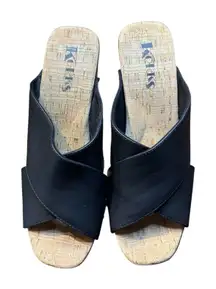 Korks Shoes Womens Size 9 Black Wedge Sandals Platform Mules Studded KR0010809