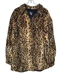 Dennis Basso Women Jacket Vintage Long Sleeve Faux Fur Animal‎ Print Coat Medium