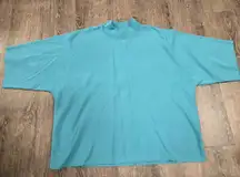 Chico's Short Sleeve Dark Aqua Thin Mock Sweater Pullover Size 3 - XL 16/18