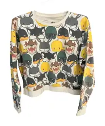 Vtg Six Flags Looney Tunes women's L all over cartoon character print sweatshirt