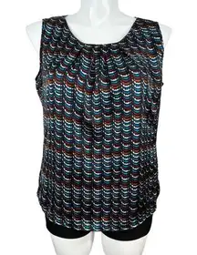 elementz Womens Blouse Top Colorful Silky Lightweight Sleeveless Blue Red XL