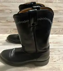 Justin Boots J Diamond L3233 Black Leather Roper Western Boots Women's Size 6.5E