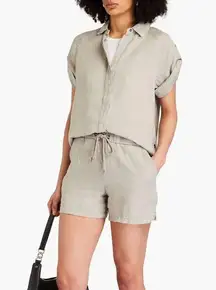 James Perse Canyon 100% Linen Button Up Shirt & Short Set Silt Pigment 2 Medium