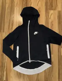 Nike Tech Women's‎ Small S Fleece Full Zip Hoodie Black White EUC