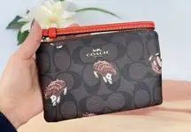 Coach NWT  Corner Zip Wristlet In Signature Canvas With Hedgehog Print