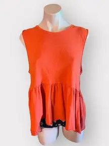 By Free People Small Burnt Orange Anytime Peplum Top