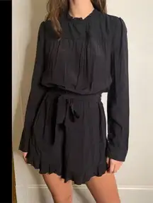 Avec Les Filles Ruffled Romper long sleeve black relaxed lightweight L