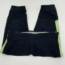 Nike Running Dri-Fit Womens Small Black Lime Green Cropped Leggings