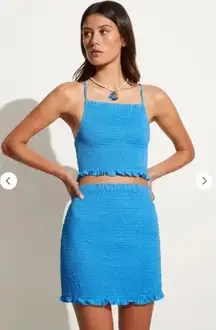 Faithful the Brand Skirt Womens X Small Blue Esti Stretch‎ Shirred Mini