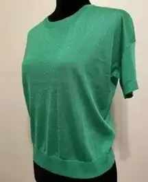 Banana Republic Short Sleeve Crew Neck Banded Shimmer Sweater in Hula Green Sz L