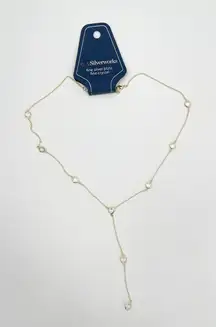 BELK SILVERWORKS Necklace Fine Silver Plate Fine Crystal Gold NWT 13.25" Dainty