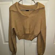 Tan crop collar sweater.