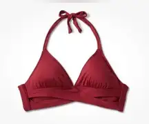 Kona Sol  NWT Women’s Maroon Red Faux Wrap Halter Bikini Swimsuit Top Size L