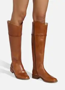 Brown Leather Adaline Knee High Zip Up Equestrian Riding Boot 7.5