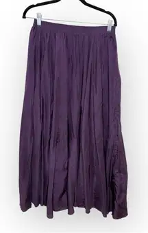Vintage 1990s Purple 100% Silk Maxi Skirt Romantic Boho Hippie Goddess L