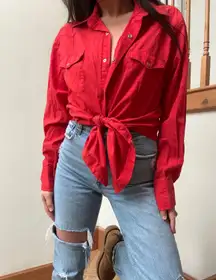 Vintage Red  Button Down Top