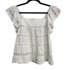 Abercrombie & Fitch Shirt White Ruffle Lace Babydoll Top Small Coquette Cottage