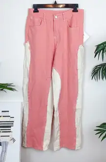 J.ing High Waisted Pink & White Baggy Jeans