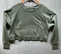 Sweaty Betty After Class Green Crop Sweatshirt Thumbholes Unique Stiching US8-10