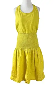 Nation Ltd  Sahar Combo Dress in Chartreuse  
Scoop Neck Smocked Drop Waist Medium