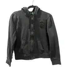 Vintage Ralph Lauren Jeans Company Size Large Crest Patch Full Zip Velvet Hoodie