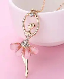 Ballerina Necklace for Women Charm Crystal Rhinestone Ballerina Pendant Necklace Dainty Sweet Dancer Dancing Necklace Ballet Recital Themed Dancer Gifts