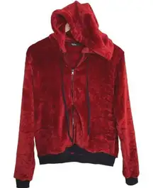 Michael Lauren hooded zip up fleece‎ sweatshirt jacket red orange medium NWT
