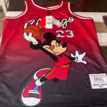 NWT Disney Red Mickey Mouse Michael Jordan Chicago Bulls Basketball Jersey 23