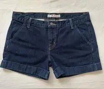 Dark Wash Indigo Cuffed Cotton Jean Shorts Size 29