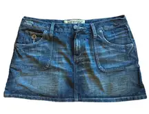 Vintage Y2K 2000’s Hint Jeans Denim Button Down Mini Skirt Size 11 New NOS