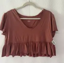 Womens Arizona Jeans Withered Rose Peplum Cropped Top, Size M