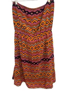 Mystree Strapless Printed Dress Large
