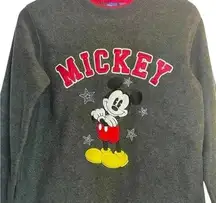 Vintage Disney 90’s Mickey Mouse Stitched Letters Gray Sweatshirt Small Cozy