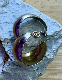 Vintage Silver Tone Half Hoop Earrings- Pre-Owned Womens Fashion‎ Jewelry EUC