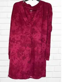 Jenni Intimates Women's M Long Sleeve Sleep Shirt Red Tie Dye Relaxed Fit Pajama