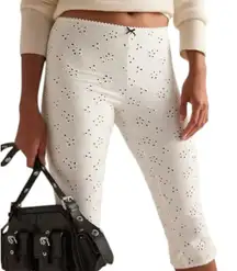 FREE PEOPLE EYELIT LACE BLOOMER CROP LOUNGE OFF WHITE PANTS LARGE NWT X REVOLVE