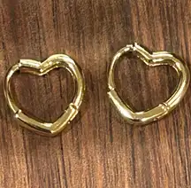 18K Gold Plated  Heart Huggie Earrings