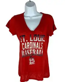 St. Louis Cardinals Baseball Shirt V-Neck Red Women's Size M