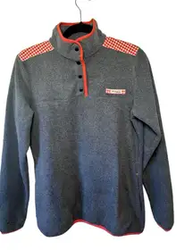 Columbia PFG Snap Fleece Jacket Sweatshirt‎ Heathered Blue with Red Check Size M