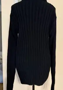 Parasuco Jeans Black Cotton XL Ribbed Turtleneck Knit Long Sleeve Sweater Top