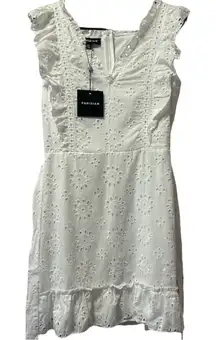 Parisian Vestido Blanco Bordado Eyelet Ruffle Hem Talla 8 – Summer Dress
