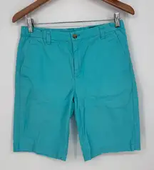 Vineyard Vines Chino Shorts‎ Womens 18 Aqua Blue Cotton Logo Flat Front Outdoor