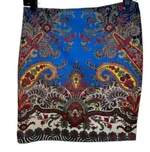 BEBE Unique Vibrant  Paisley Floral Mini Skirt Stretch Lined EUC Medium