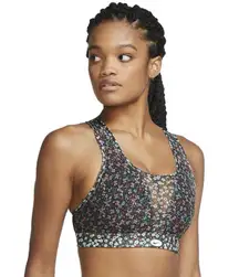 Nike Sports Bra Womens XS Black Floral Mesh Racerback Strappy Athleisure Logo