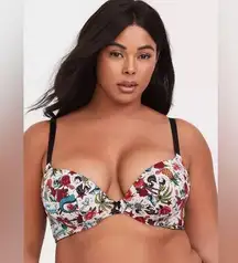 Torrid Curve XO Plunge Push Up Tattoo Bra Underwire Mermaid Size 46c READ