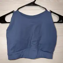 Alphalete Alphalux High Neck Sports Bra Blue Horizon Racerback Activewear Gym