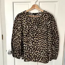 J. Crew Ruffle-sleeve Top in Leopard, Size S