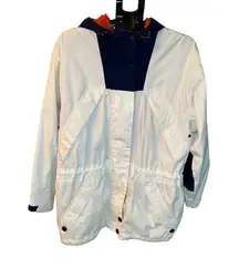 Pacific Trail Outerwear Unisex Utility Jacket Size L White/Navy/Orange Zip Hood